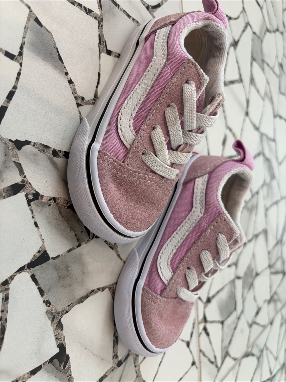 Vans Kids Pink and White Sneakers